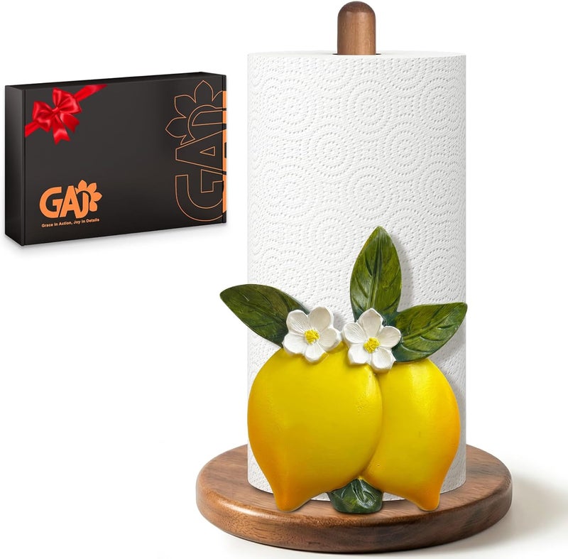 GAJ Lemon Paper Towel Holder - Lemon Decor for Kitchen Farmhouse Bathroom Countertop - Gifts for Women Mom Grandma - 3D Funny Yellow Stuff Decorative Accessories - Image 1